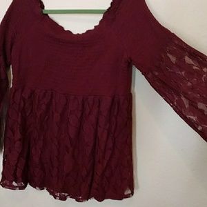 XL Blouse, lace bell sleeves, NWT